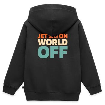 Jet Ski Jet Ski On World Off - Sweat Premium à capuche zippé enfant bio - noir - Dos - AI Model Kid Male (0cm)