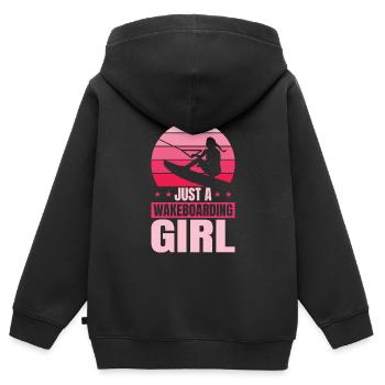 Wakeboard Wakeboarder Just A Wakeboarding Girl - Sweat Premium à capuche zippé enfant bio - noir - Dos - AI Model Kid Male (0cm)