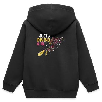 Plongeur juste une plongeuse plongeuse - Sweat Premium à capuche zippé enfant bio - noir - Dos - AI Model Kid Male (0cm)