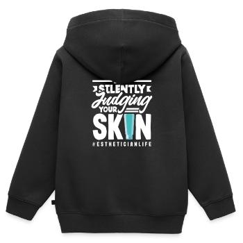 Hautpflege Kosmetikerin Kosmetik - Kinder Premium Organic Zip Hoodie - Schwarz - Hinten - AI Model Kid Male (0cm)