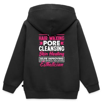 Skin Care Beautician Cosmetics - Kids Premium Organic Zip-up Hoodie - black - Back - AI Model Kid Male (0cm)