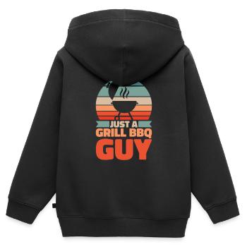 Grillades Bbq Juste un Grill Bbq Guy - Sweat Premium à capuche zippé enfant bio - noir - Dos - AI Model Kid Male (0cm)