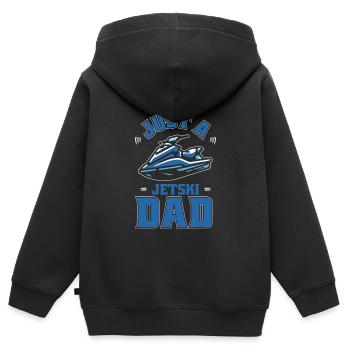 Jet Ski Juste un papa Jet Ski - Sweat Premium à capuche zippé enfant bio - noir - Dos - AI Model Kid Male (0cm)
