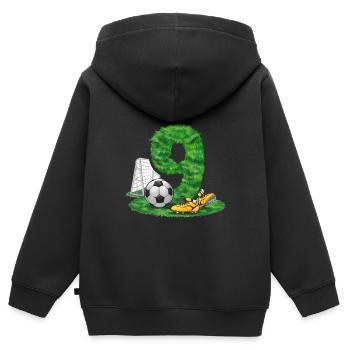 9. Geburtstag 9 Jahre Fußball Fußballspieler - Kinder Premium Organic Zip Hoodie - Schwarz - Hinten - AI Model Kid Male (0cm)