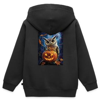 Halloween Geschenk Frauen Eule Männer Kinder Deko - Kinder Premium Organic Zip Hoodie - Schwarz - Hinten - AI Model Kid Male (0cm)