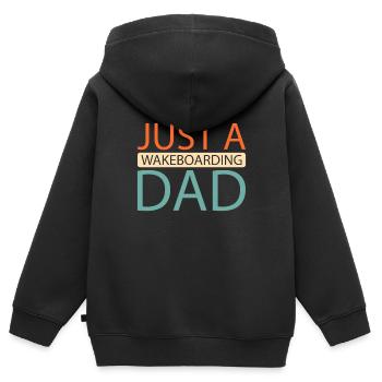 Wakeboard Wakeboarder Juste un papa wakeboard - Sweat Premium à capuche zippé enfant bio - noir - Dos - AI Model Kid Male (0cm)