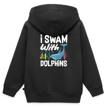 Ich Schwamm Mit Delfinen - Kinder Premium Organic Zip Hoodie - Schwarz - Hinten - AI Model Kid Male (0cm)