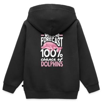 Prédiction du week-end : 100% de chances d’avoir des dauphins - Sweat Premium à capuche zippé enfant bio - noir - Dos - AI Model Kid Male (0cm)