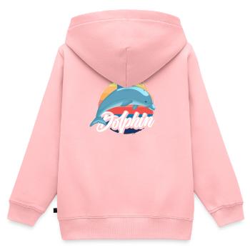 Nostalgic Dolphin Sunset Design - Kids Premium Organic Zip-up Hoodie - rose - Back - AI Model Kid Female (0cm)