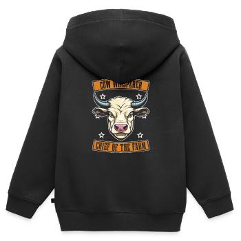 Éleveur de vaches, éleveur laitier, chef d’exploitation - Sweat Premium à capuche zippé enfant bio - noir - Dos - AI Model Kid Male (0cm)