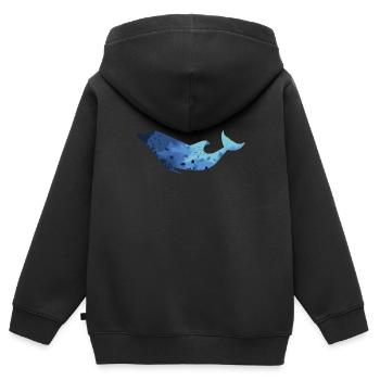 Underwater World Whale Silhouette Blue - Kids Premium Organic Zip-up Hoodie - black - Back - AI Model Kid Male (0cm)