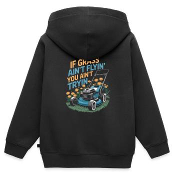 Rasenmäher Mähen - Kinder Premium Organic Zip Hoodie - Schwarz - Hinten - AI Model Kid Male (0cm)