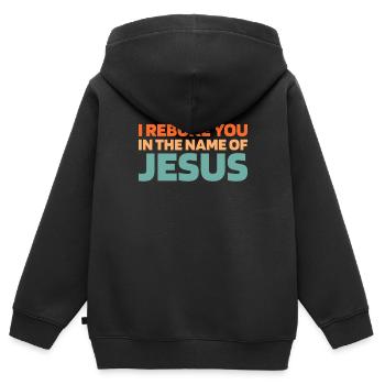 Christ Christentum - Kinder Premium Organic Zip Hoodie - Schwarz - Hinten - AI Model Kid Male (0cm)