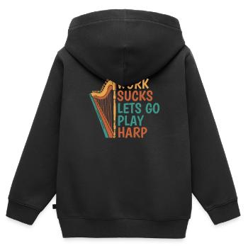 Harfe - Kinder Premium Organic Zip Hoodie - Schwarz - Hinten - AI Model Kid Male (0cm)