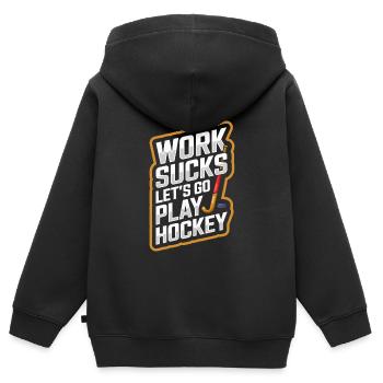 Feldhockey - Kinder Premium Organic Zip Hoodie - Schwarz - Hinten - AI Model Kid Male (0cm)