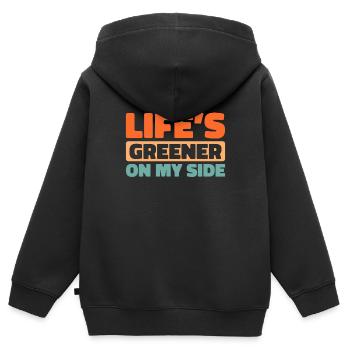 Lawn mower mowing - Kids Premium Organic Zip-up Hoodie - black - Back - AI Model Kid Male (0cm)