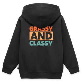 Rasenmäher Mähen - Kinder Premium Organic Zip Hoodie - Schwarz - Hinten - AI Model Kid Male (0cm)