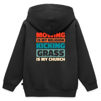 Lawn mower mowing - Kids Premium Organic Zip-up Hoodie - black - Back - AI Model Kid Male (0cm)