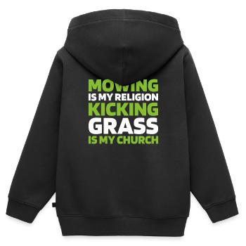Lawn mower mowing - Kids Premium Organic Zip-up Hoodie - black - Back - AI Model Kid Male (0cm)