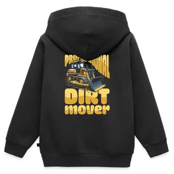 Bulldozer Planierraupe - Sweat Premium à capuche zippé enfant bio - noir - Dos - AI Model Kid Male (0cm)