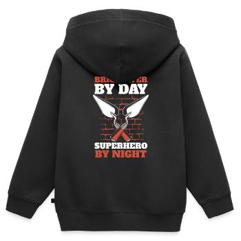 Maçon - Sweat Premium à capuche zippé enfant bio - noir - Dos - AI Model Kid Male (0cm)