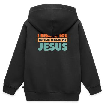 Christ Christentum - Kinder Premium Organic Zip Hoodie - Schwarz - Hinten - AI Model Kid Male (0cm)
