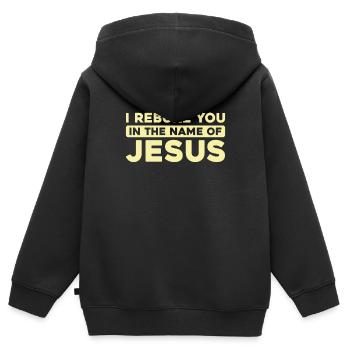 Christ Christentum - Kinder Premium Organic Zip Hoodie - Schwarz - Hinten - AI Model Kid Male (0cm)