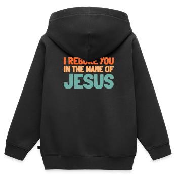 Christ Christentum - Kinder Premium Organic Zip Hoodie - Schwarz - Hinten - AI Model Kid Male (0cm)