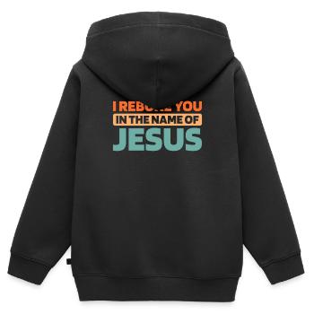 Christ Christentum - Kinder Premium Organic Zip Hoodie - Schwarz - Hinten - AI Model Kid Male (0cm)