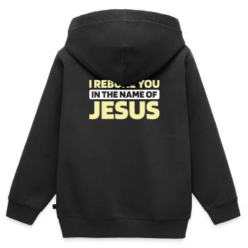Christ Christentum - Kinder Premium Organic Zip Hoodie - Schwarz - Hinten - AI Model Kid Male (0cm)