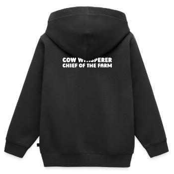 Éleveur de vaches, éleveur laitier, chef d’exploitation - Sweat Premium à capuche zippé enfant bio - noir - Dos - AI Model Kid Male (0cm)