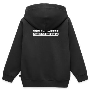 Éleveur de vaches, éleveur laitier, chef d’exploitation - Sweat Premium à capuche zippé enfant bio - noir - Dos - AI Model Kid Male (0cm)