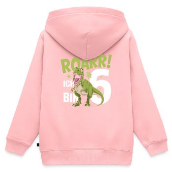 6th Birthday 6 Years Dino Dinosaur Fan - Kids Premium Organic Zip-up Hoodie - rose - Back - AI Model Kid Female (0cm)