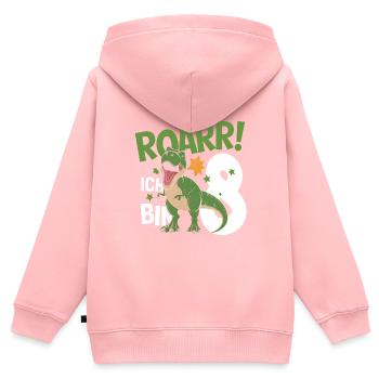 8th Birthday 8 Years Dino Dinosaur Fan - Kids Premium Organic Zip-up Hoodie - rose - Back - AI Model Kid Female (0cm)