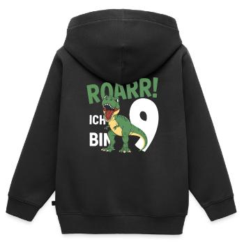 9th Birthday 9 Years Dino Dinosaur Fan - Kids Premium Organic Zip-up Hoodie - black - Back - AI Model Kid Male (0cm)