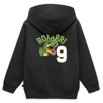 9th Birthday 9 Years Dino Dinosaur Fan - Kids Premium Organic Zip-up Hoodie - black - Back - AI Model Kid Male (0cm)