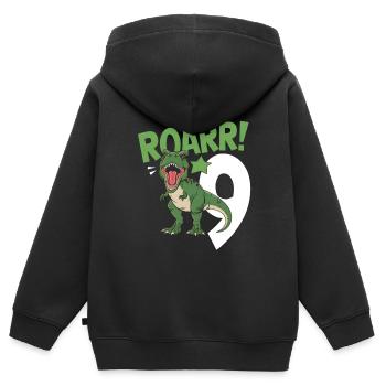 9th Birthday 9 Years Dino Dinosaur Fan - Kids Premium Organic Zip-up Hoodie - black - Back - AI Model Kid Male (0cm)