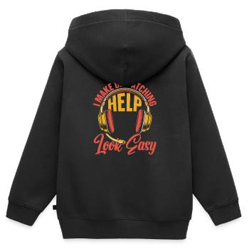 Centre d’opérations du centre de contrôle des appels d’urgence - Sweat Premium à capuche zippé enfant bio - noir - Dos - AI Model Kid Male (0cm)