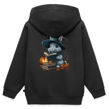 Halloween Lapin Cadeau Femmes Hommes Enfants Décoration - Sweat Premium à capuche zippé enfant bio - noir - Dos - AI Model Kid Male (0cm)