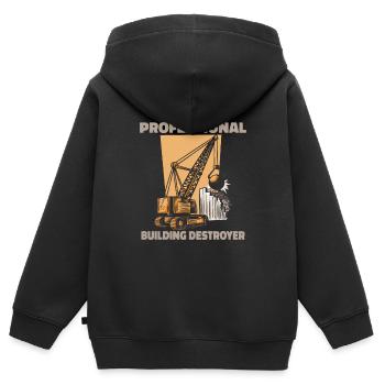 Expert en démolition - Sweat Premium à capuche zippé enfant bio - noir - Dos - AI Model Kid Male (0cm)