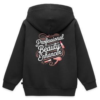 Kosmetikerin - Kinder Premium Organic Zip Hoodie - Schwarz - Hinten - AI Model Kid Male (0cm)
