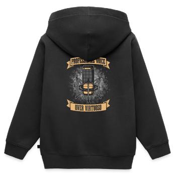 Ansager - Kinder Premium Organic Zip Hoodie - Schwarz - Hinten - AI Model Kid Male (0cm)