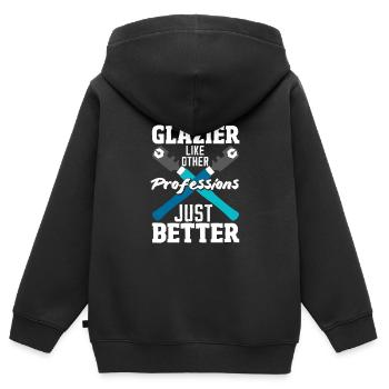 Glaser Geschenk - Kinder Premium Organic Zip Hoodie - Schwarz - Hinten - AI Model Kid Male (0cm)