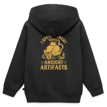 Conservateur - Sweat Premium à capuche zippé enfant bio - noir - Dos - AI Model Kid Male (0cm)