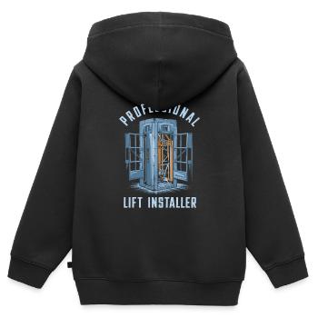 Installateur d’ascenseur - Sweat Premium à capuche zippé enfant bio - noir - Dos - AI Model Kid Male (0cm)