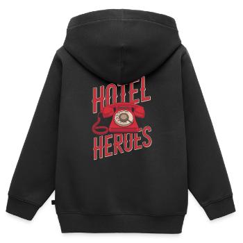 L’équipe de la direction de l’hôtel - Sweat Premium à capuche zippé enfant bio - noir - Dos - AI Model Kid Male (0cm)