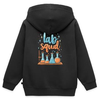Assistant de laboratoire chimique Kader - Sweat Premium à capuche zippé enfant bio - noir - Dos - AI Model Kid Male (0cm)