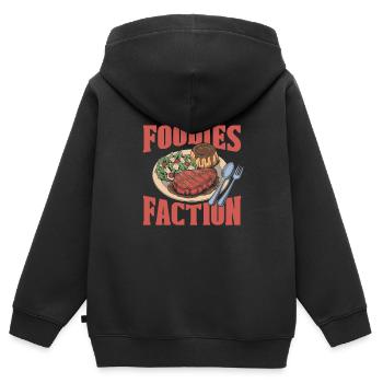 L’équipe des critiques gastronomiques - Sweat Premium à capuche zippé enfant bio - noir - Dos - AI Model Kid Male (0cm)