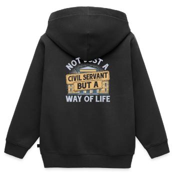civil servant - Kids Premium Organic Zip-up Hoodie - black - Back - AI Model Kid Male (0cm)