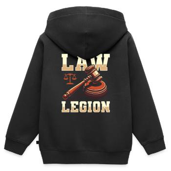 Équipe d’huissiers de justice - Sweat Premium à capuche zippé enfant bio - noir - Dos - AI Model Kid Male (0cm)